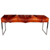 African Upholstered Springbok Metal Bench In Burnt Orange Bench by Outpost Original