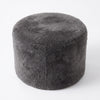 Charcoal Shearling Sheepskin Round Pouf - 26"