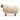 Honey shearling sheep bench, left side studio view