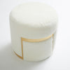 Round Shearling Ottoman with Brass Band - 18"
