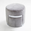 Round Shearling Ottoman with Chrome Band - 18"