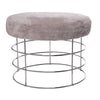 Upholstered Shearling Sheepskin Mara Ottoman In Light Gray Bench by Outpost Original