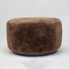 Round Brown Shearling Sheepskin Ottoman - 24"