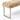 Honey shearling sheepskin bench, close view of the shearling seat and satin nickel leg