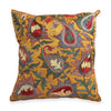 Suzani Pillow - Marigold Paisley, hand embroidered suzani face, front view