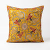 Suzani Pillow - Gold Tulip, hand embroidered suzani face, front view