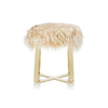 Upholstered Tibetan Lamb Sheepskin Flatbar Stool In Camel Tip Bench by Outpost Original