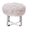 Upholstered Tibetan Lamb Sheepskin Flatbar Stool In Light Gray Bench by Outpost Original