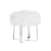 Upholstered Tibetan Lamb Sheepskin Flatbar Stool In White Bench by Outpost Original