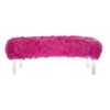 Lucite Bench In Hot Pink Upholstered Tibetan Lamb Sheepskin Bench by Outpost Original