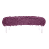 Lucite Bench In Mauve Upholstered Tibetan Lamb Sheepskin Bench by Outpost Original