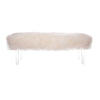 Lucite Bench In White Upholstered Tibetan Lamb Sheepskin Bench by Outpost Original