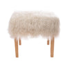 Wood Upholstered Tibetan Lamb Sheepskin Bench In Sand Bench by Outpost Original