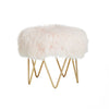 Upholstered Tibetan Lamb Sheepskin Wave Stool In Baby Pink Bench by Outpost Original