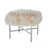 Camel Tip Upholstered Tibetan Lamb Sheepskin Bench In Chrome Metal Finish Metal Bench by Outpost Original