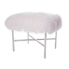 White Upholstered Tibetan Lamb Sheepskin Bench In Chrome Metal Finish Metal Bench by Outpost Original