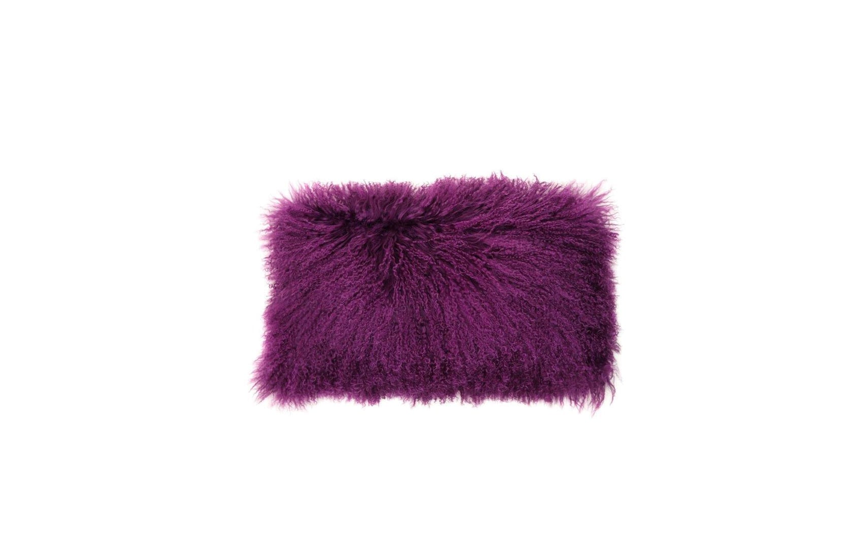 Hot Pink Double-Sided Mongolian Tibetan Lamb Fur Pillow/Cushion