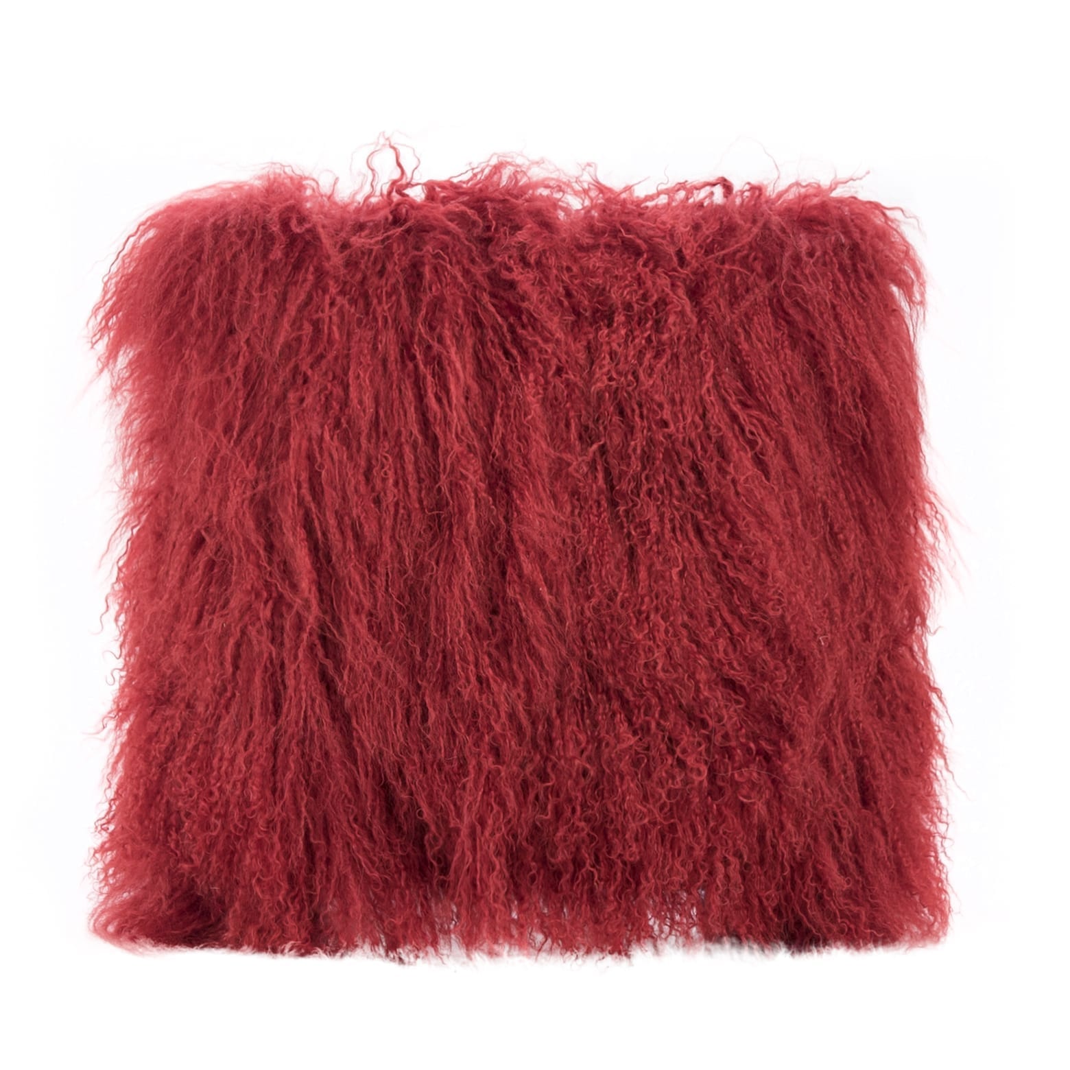 Sleek Red Tibetan Mongolian Lamb Fur Cushion/Pillow