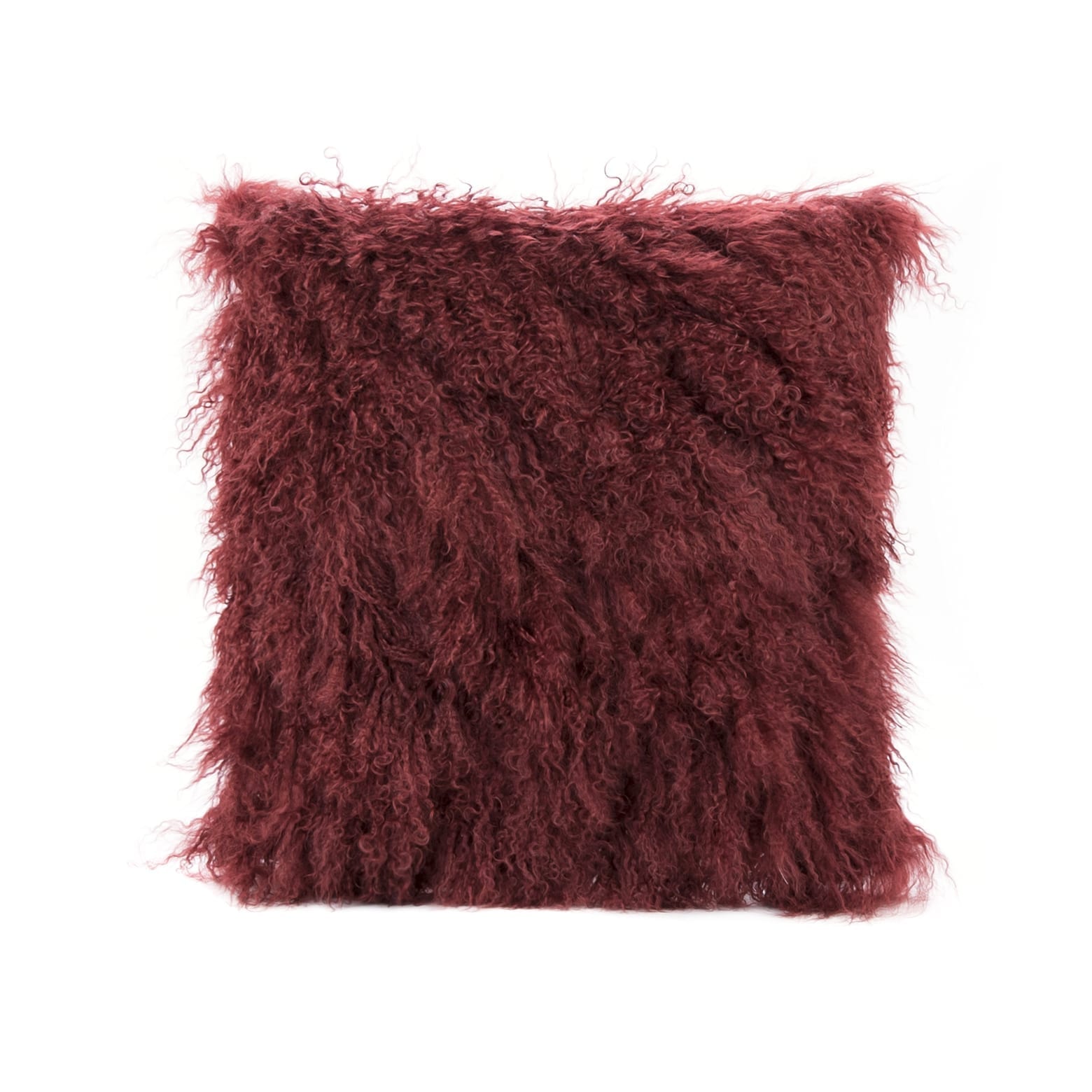 Sleek Red Tibetan Mongolian Lamb Fur Cushion/Pillow