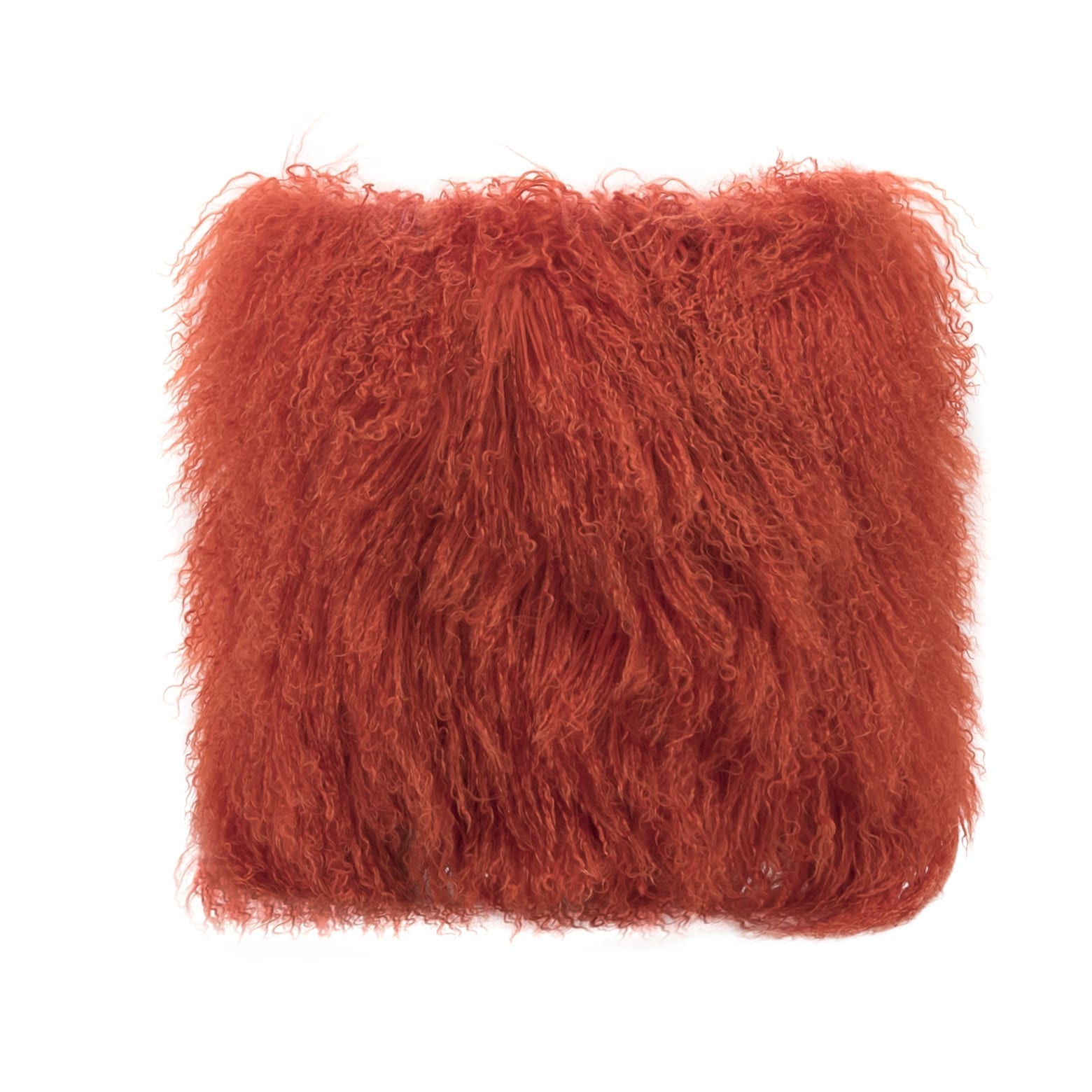 Sleek Red Tibetan Mongolian Lamb Fur Cushion/Pillow