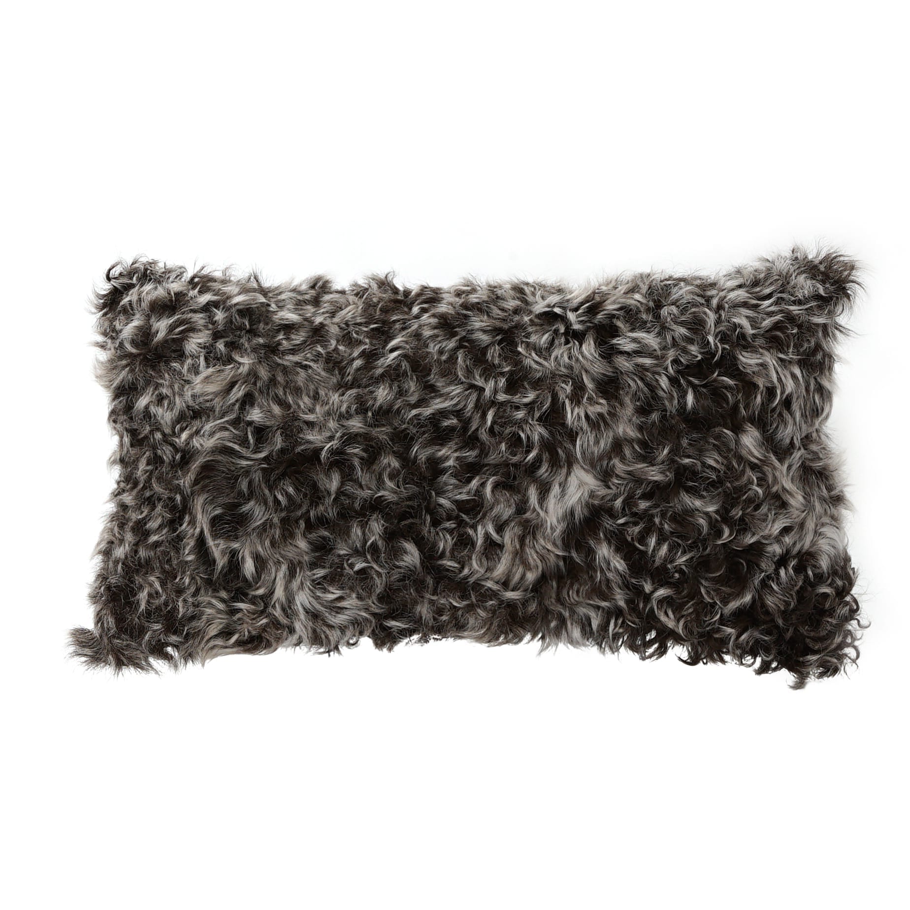 Dark grey fur top pillow