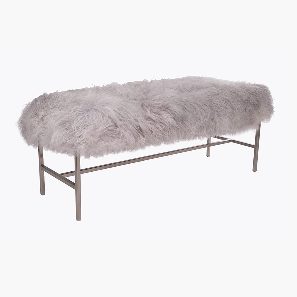 H-Frame Bench - Light Grey Tibetan Lamb - Outpost Original